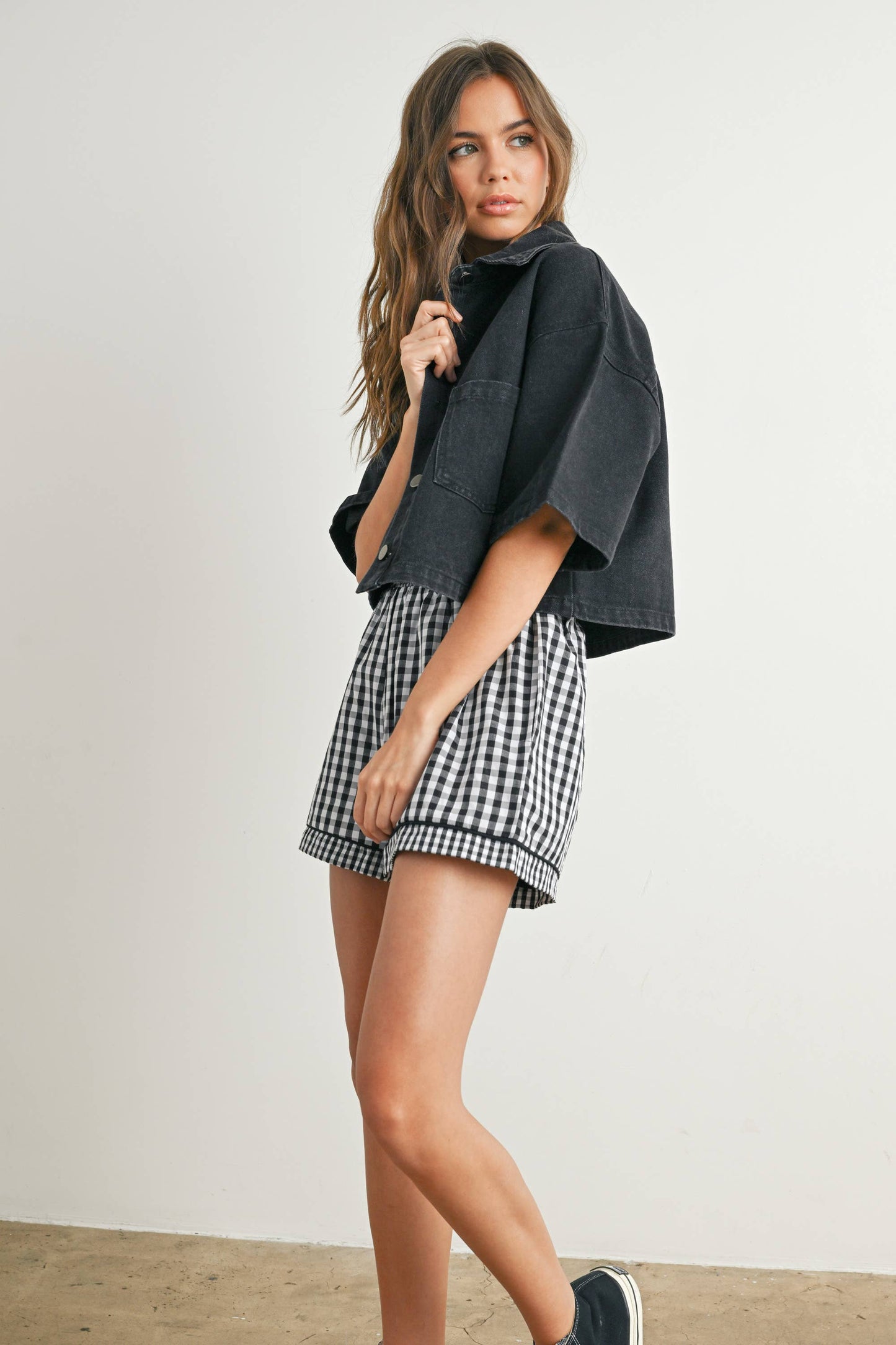 Button Front Cropped Shirt -