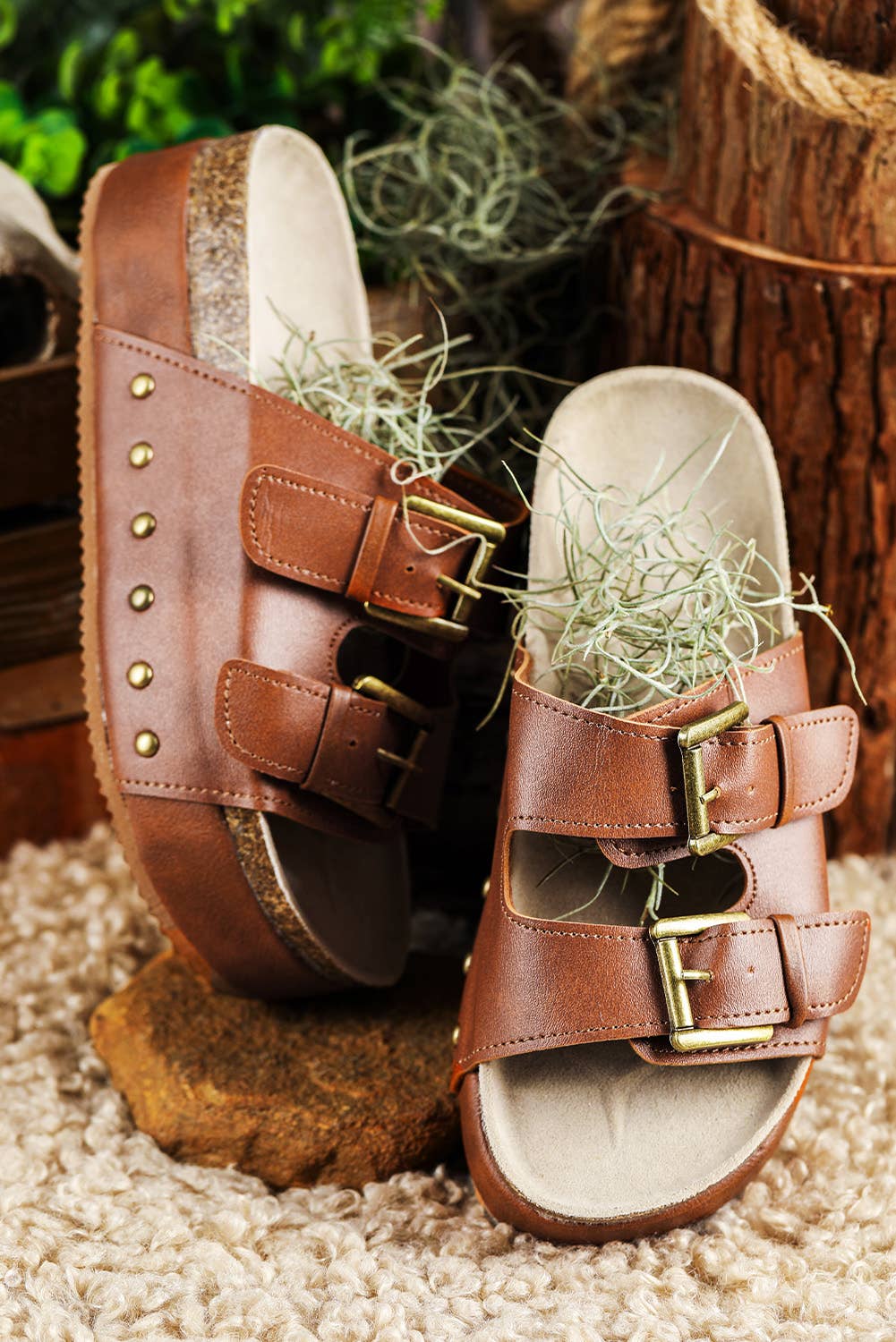 Buckle Studded Platform Sandal Slippers | US6-10