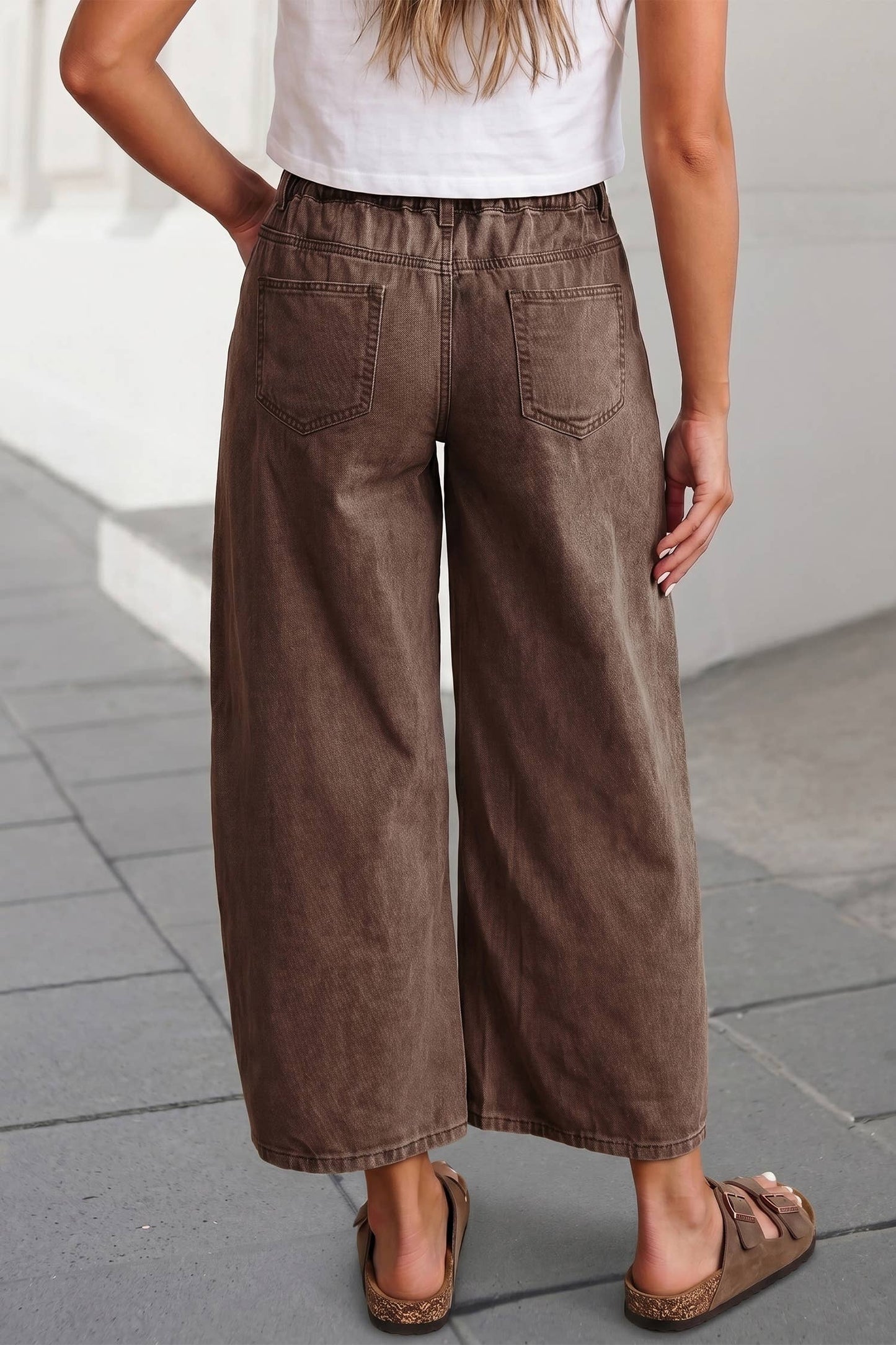 Solid Square Patch Pocket Barrel Jeans | US4-16
