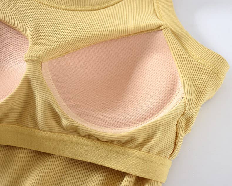 Athleisure built-in bra rib tank top