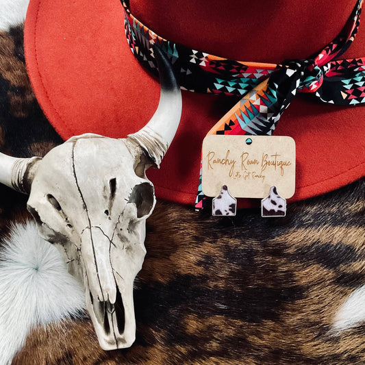 Cow Tag Post Western Earrings