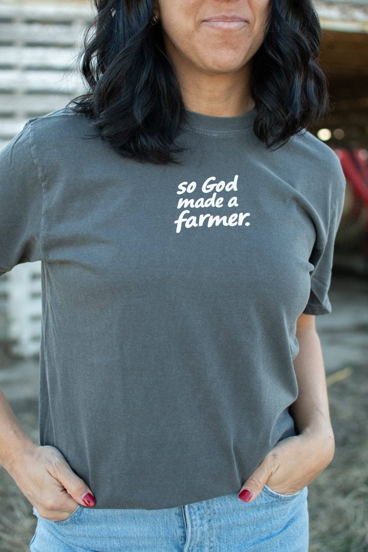 Western 'So God made a Farmer.' Charcoal Graphic Tee