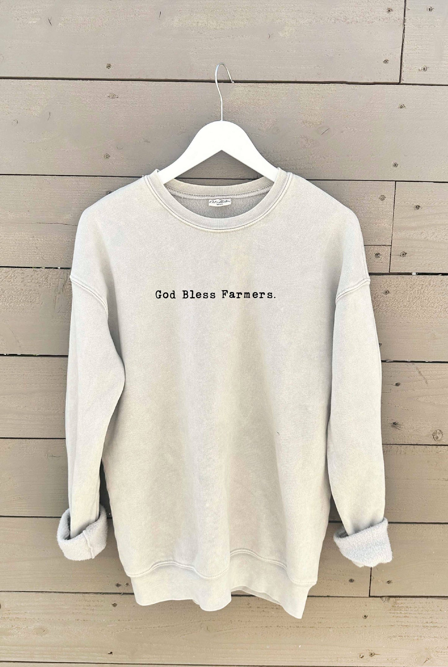 GOD BLESS FARMERS.  Mineral Washed Graphic Sweatshirt