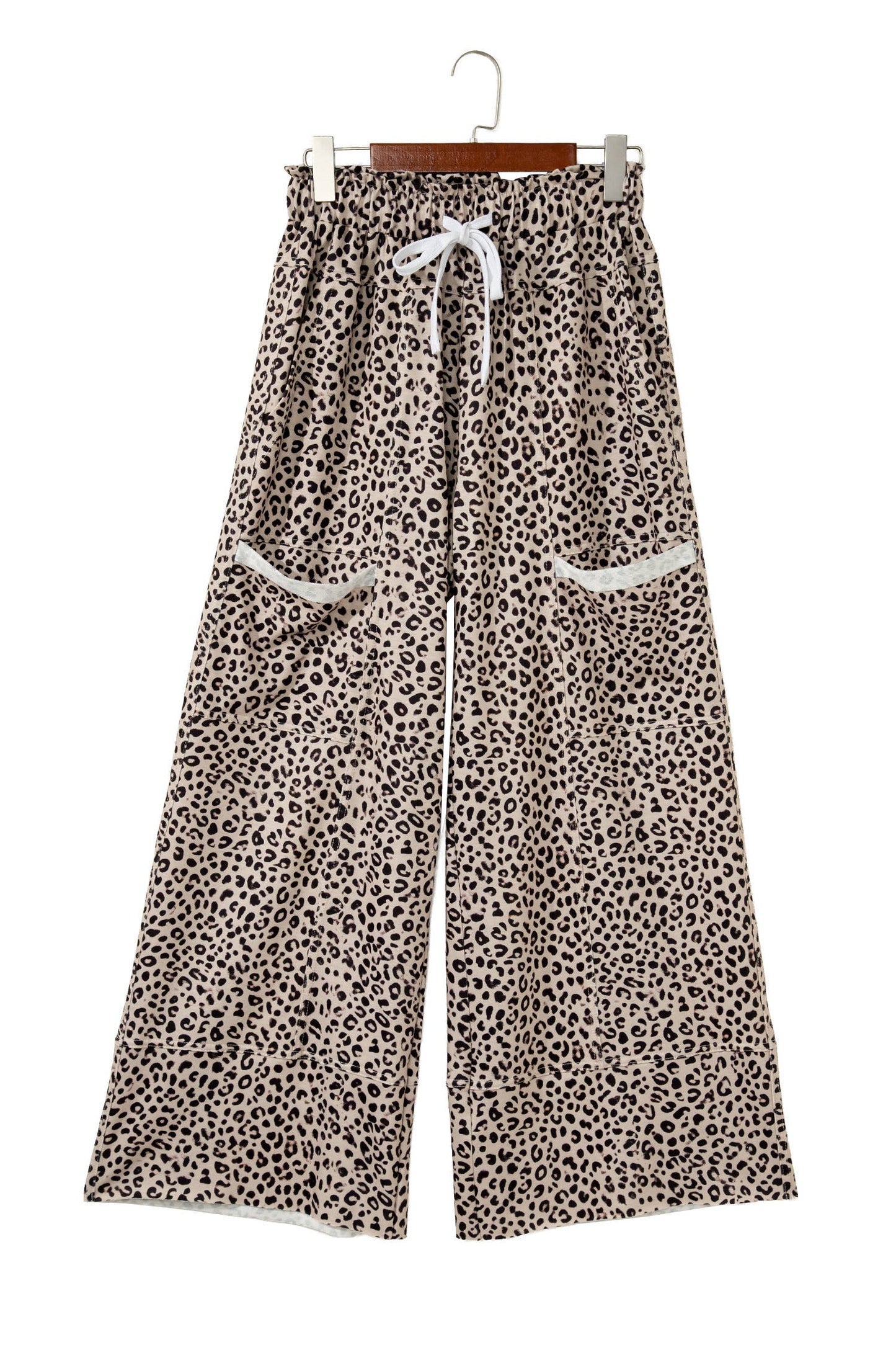 Leopard Print Wide Leg Terry Knit Pants | S-XL