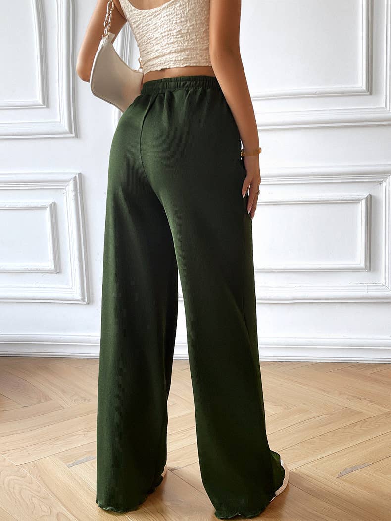 Elastic Waistband Casual Wide Leg Pants