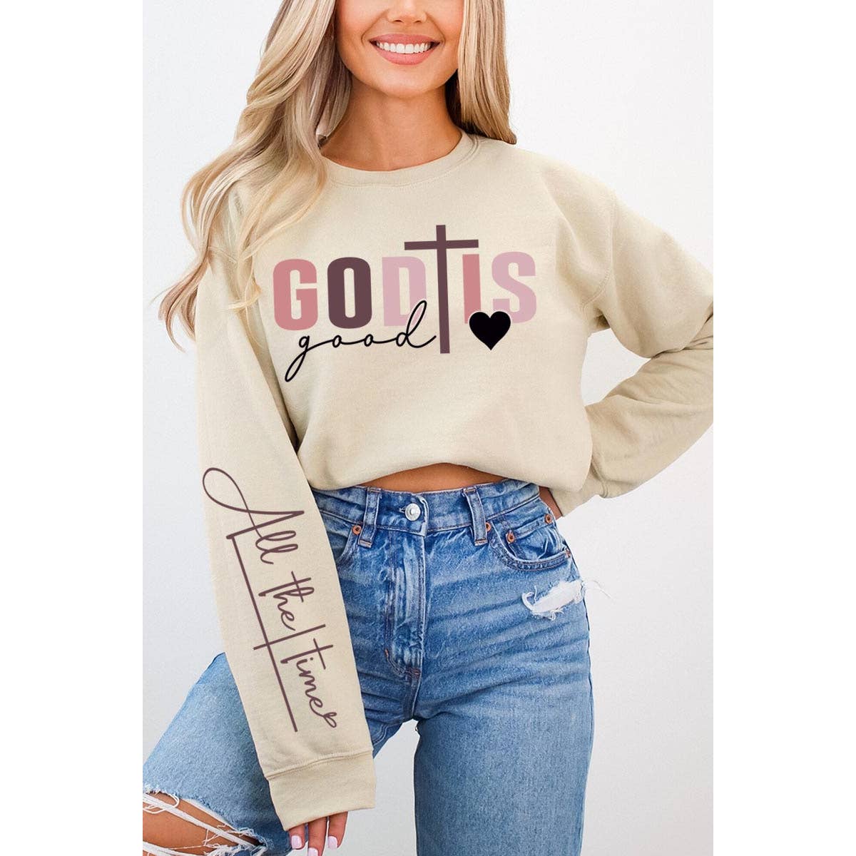 God Is Good Christian Graphic Fleece Sweatshirts