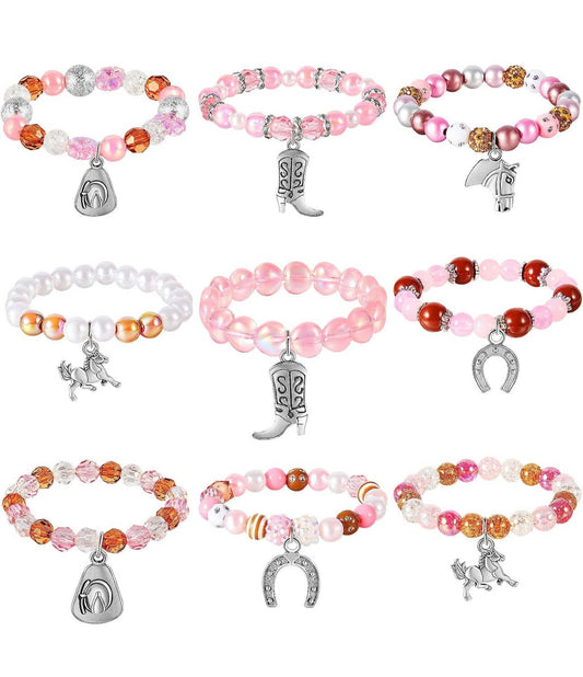 Western beaded bracelets with charm pack of 12