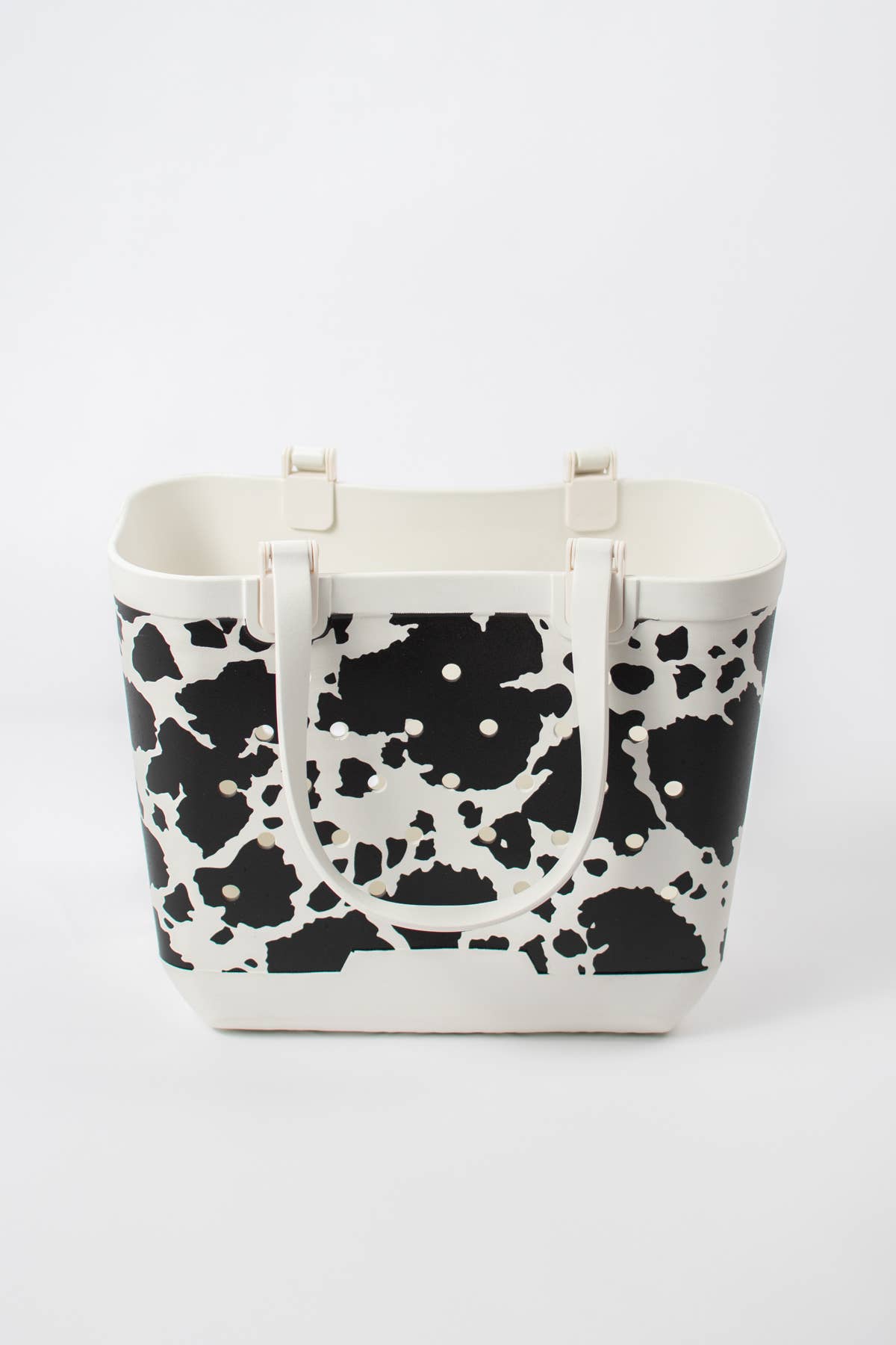 Western Cow Print Rubber Beach Tote Bag - Large