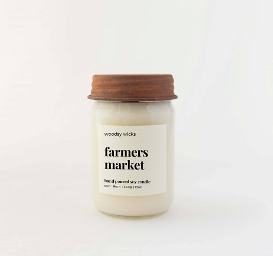 Farmers Market Soy Wax Crackling Wood Wick Candle