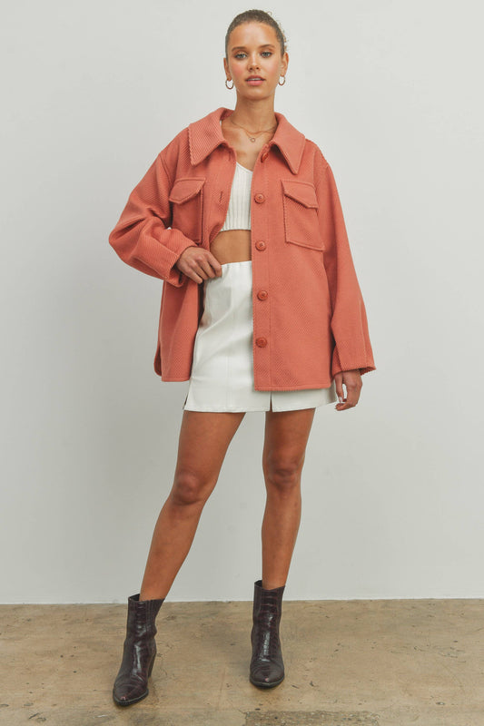 Solid Fall/Winter Shacket Coat - BMJ7013