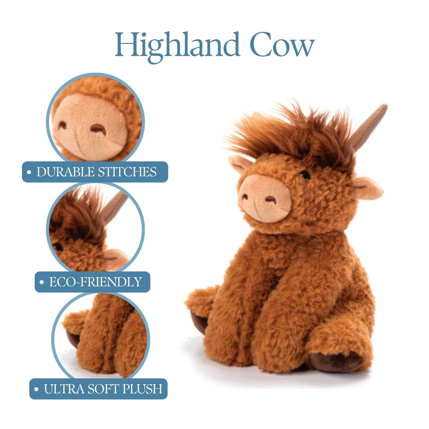 Wild Onez Highland Cow Small 9" (20cm) Farm/Barnyard Animal