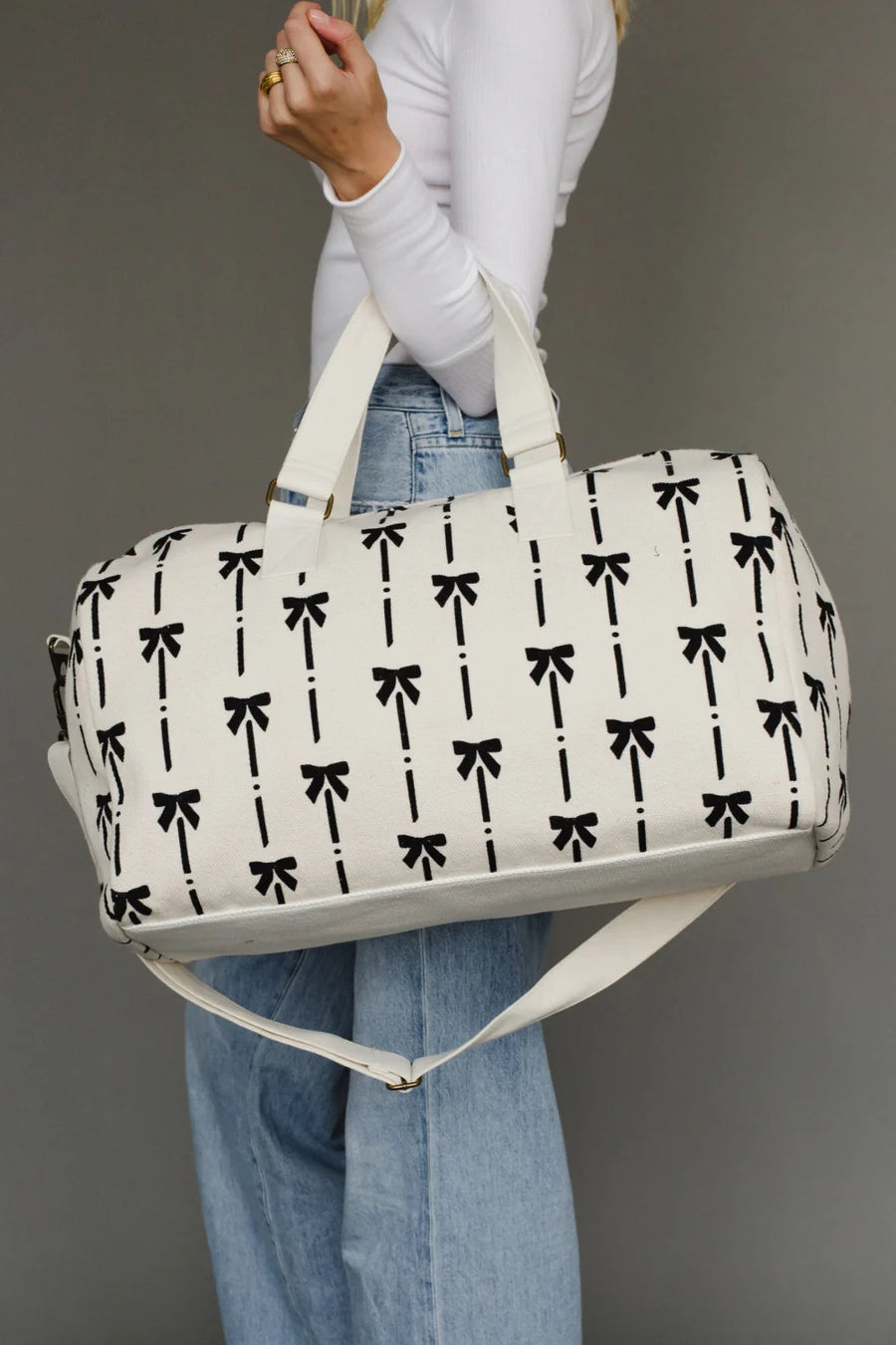 Panache - White & Black Bow Duffel Bag -