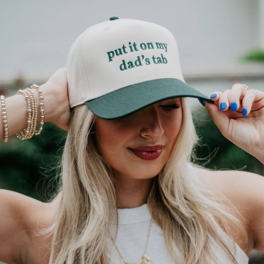 Put It On My Dad's Tab Vintage Trucker Hat Grad Gift