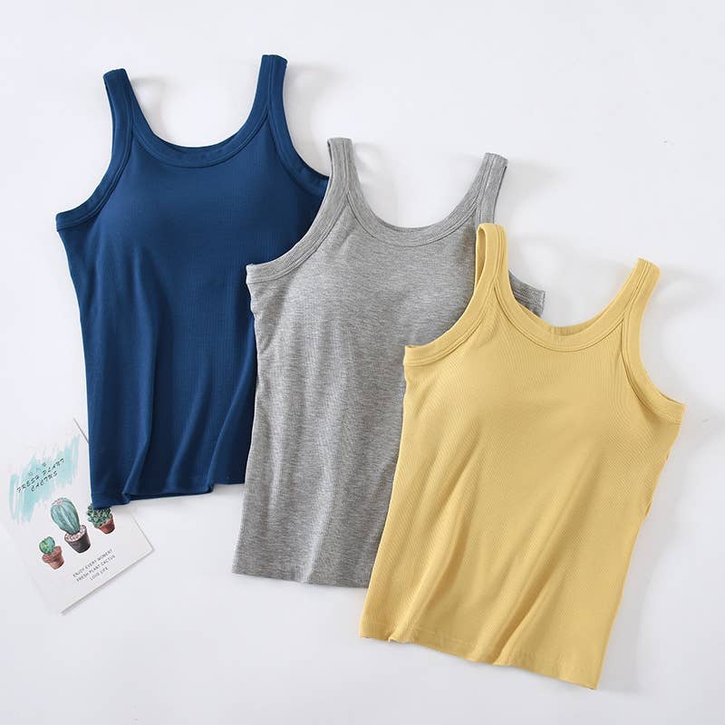 Athleisure built-in bra rib tank top