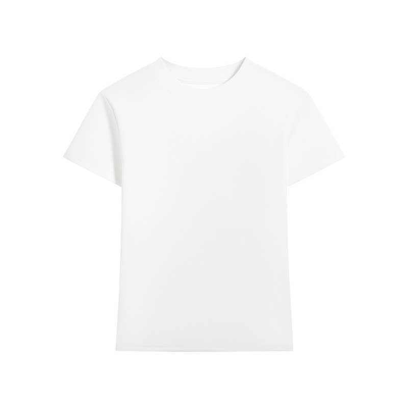 Essential basic plain fitted cotton blend crewneck tee