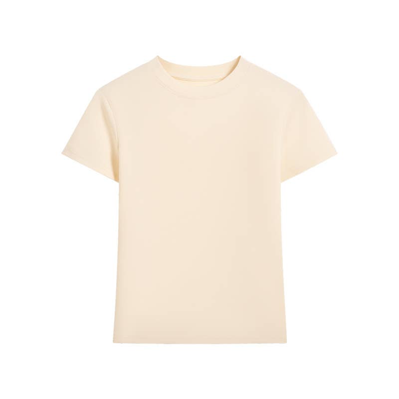 Essential basic plain fitted cotton blend crewneck tee