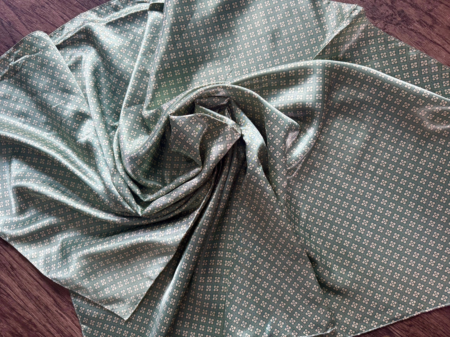 WILD RAG Sage Green and Ivory Motif Cowboy Western Neck Scarf Bandanna by Double B Wild Rags