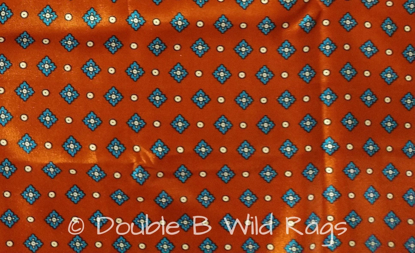 WILD RAG Blue Motif on Burnt Orange Cowboy Western Neck Scarf Bandanna by Double B Wild Rags
