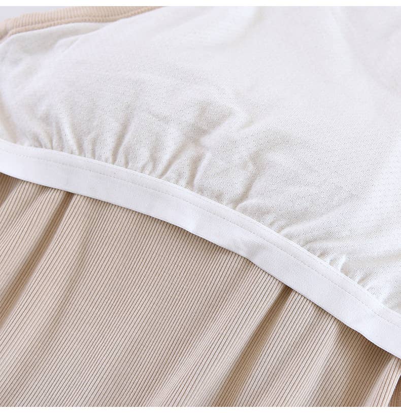 Laid back halter neck rib knit built-in bra tank top