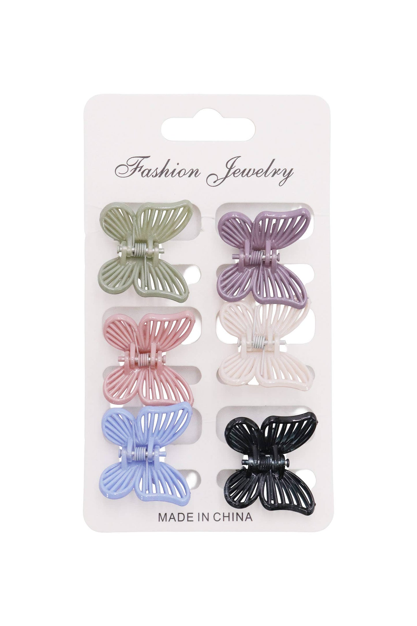 Mini Butterfly Hollow-out Hair Claw - 6 Set