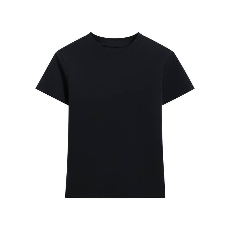 Essential basic plain fitted cotton blend crewneck tee
