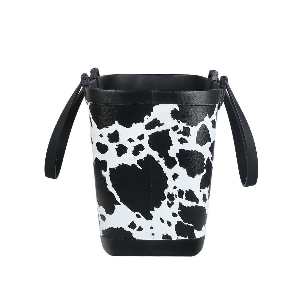 Western Cow Print Rubber Beach Tote Bag - Large