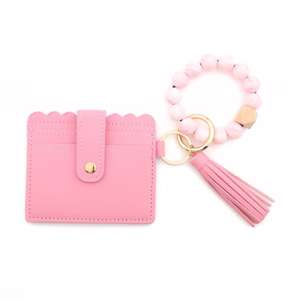 Silicone Bead Bracelet PU Tassel Women's Wallet