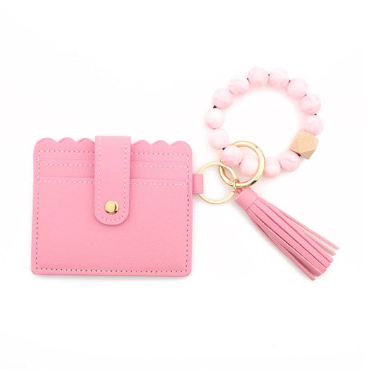 Silicone Bead Bracelet PU Tassel Women's Wallet