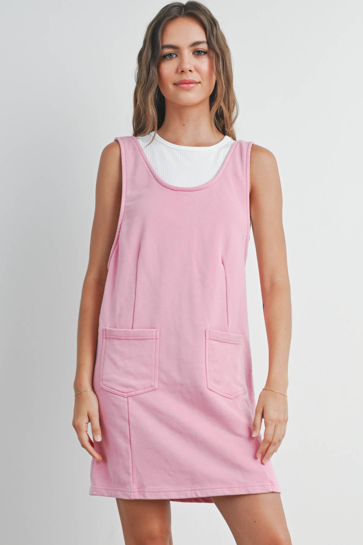 Washed French Terry Sleeveless Jumpsuit Dress -