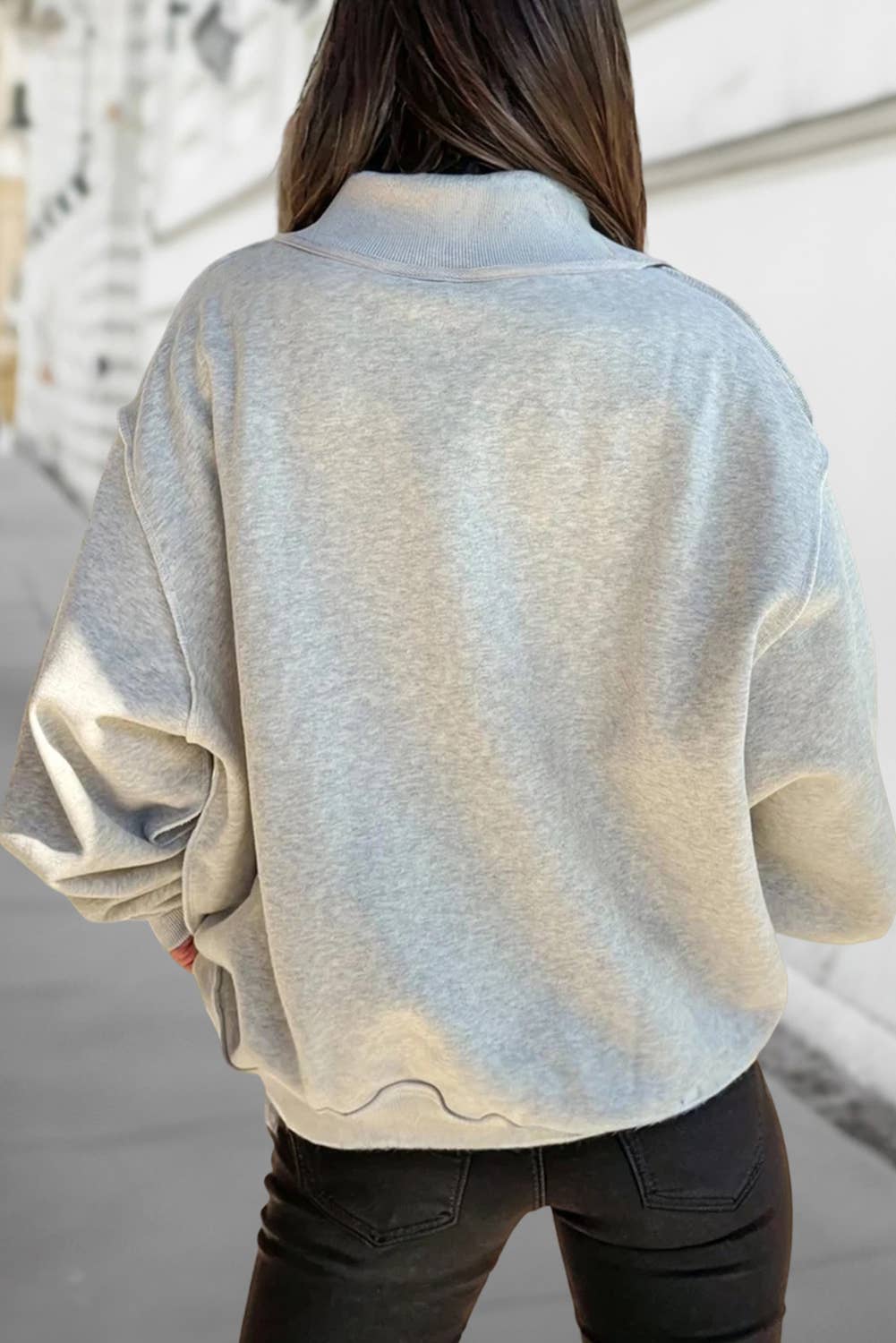 Reversible Oversized Mock Neck Sweatshirt | S-XL