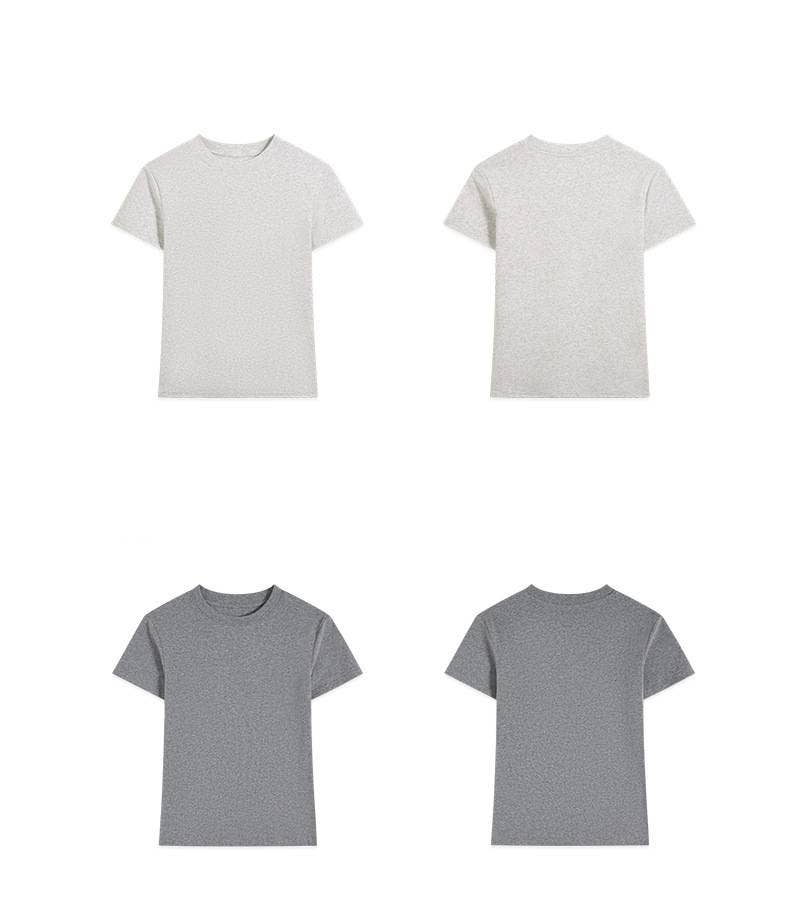 Essential basic plain fitted cotton blend crewneck tee