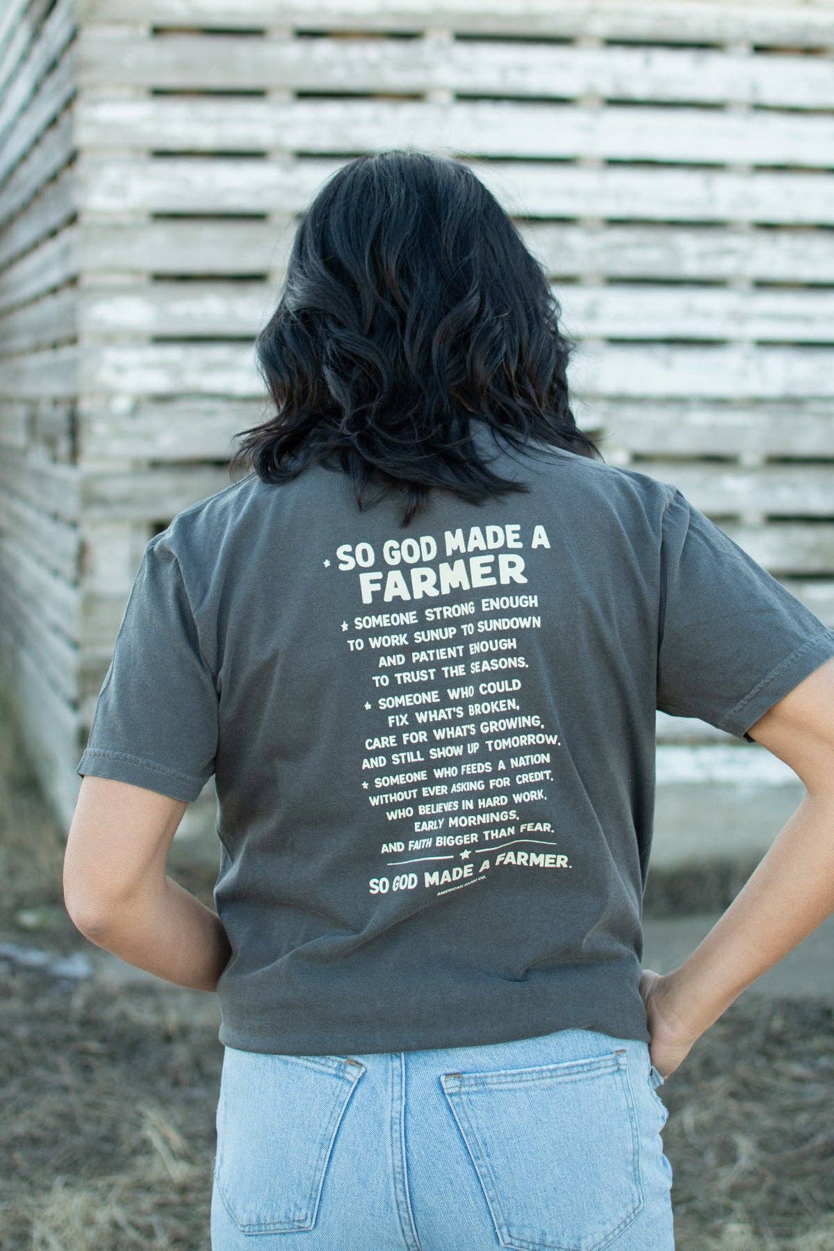Western 'So God made a Farmer.' Charcoal Graphic Tee