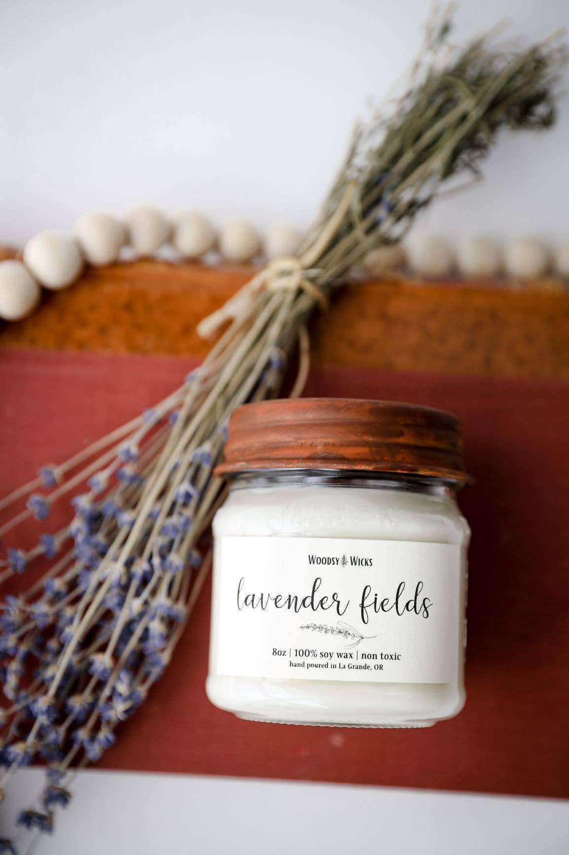 Lavender Fields Soy Wax Candle Rustic Farmhouse