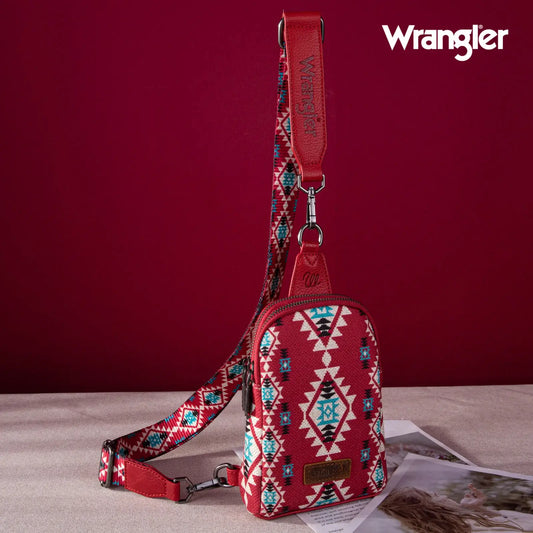 Wrangler Aztec Print Crossbody Sling Chest Bag