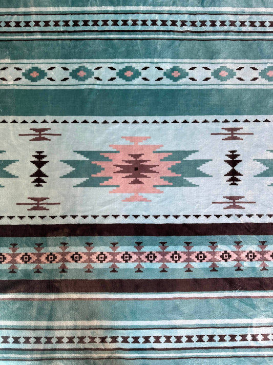 Seafoam Teal Southwest Aztec Super Soft Plush Blanket
