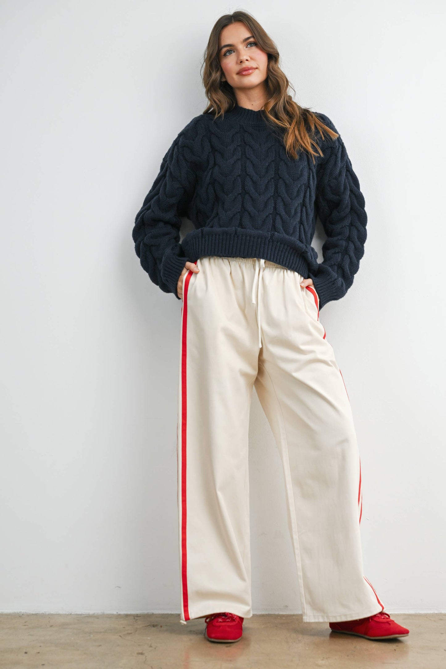 Cable-Knit Long Sleeve Sweater - BMW8100