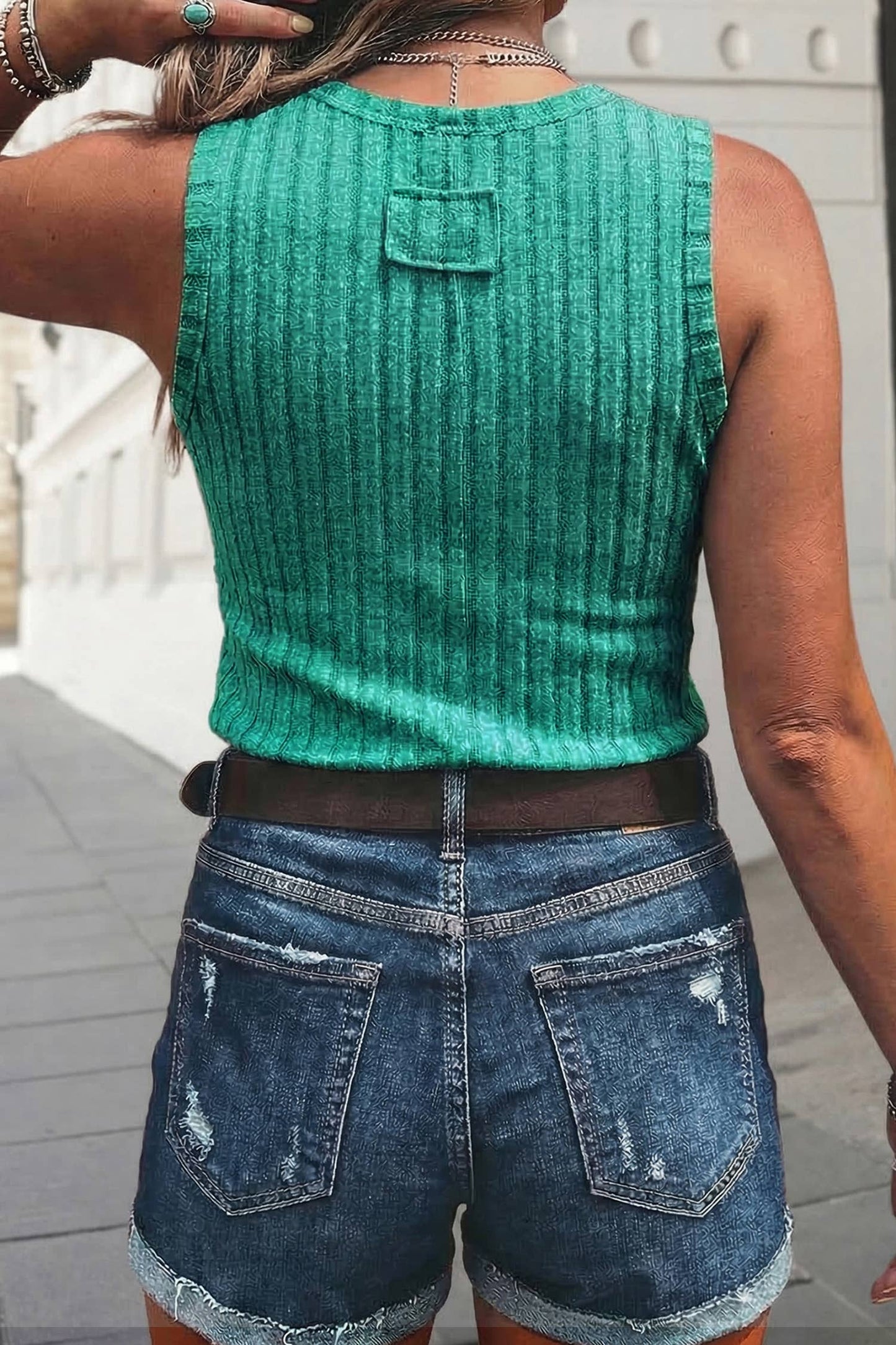 Western Mineral Wash Slim Fit Ribbed Tank Top | S-XL