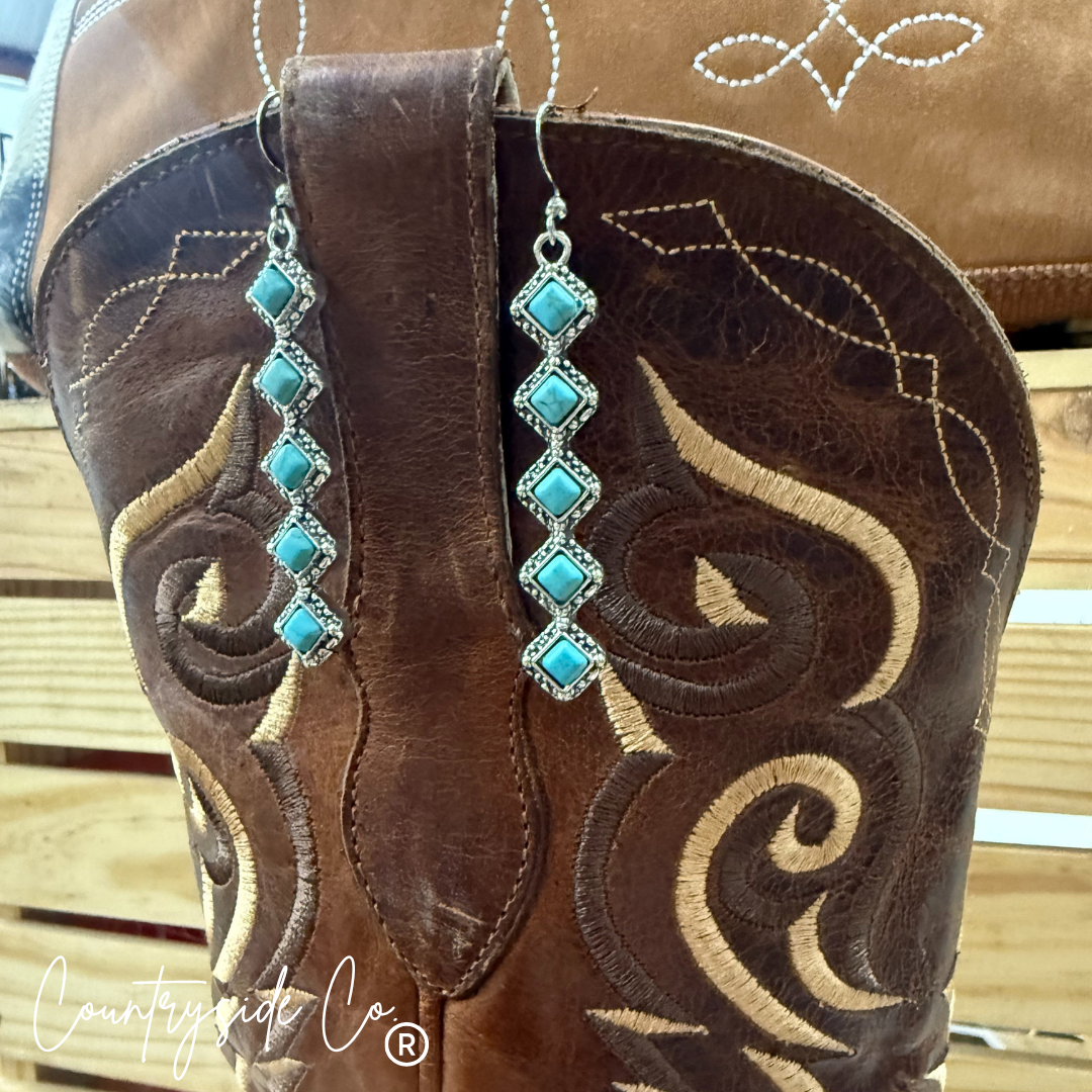 Princess Drop Earrings in Turquoise and Natural Stone