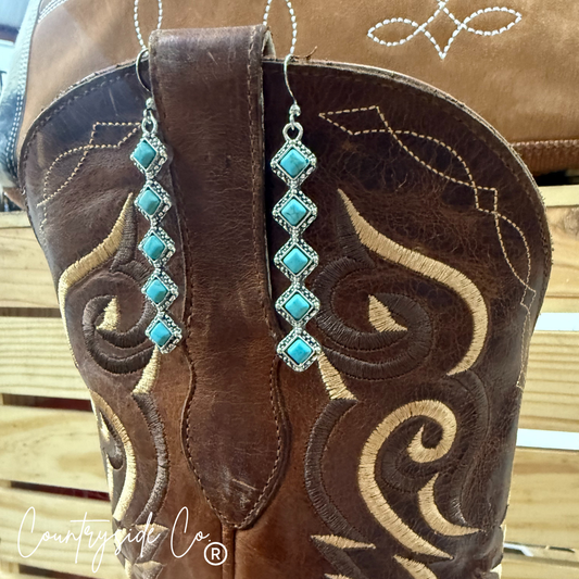 Princess Drop Earrings in Turquoise and Natural Stone