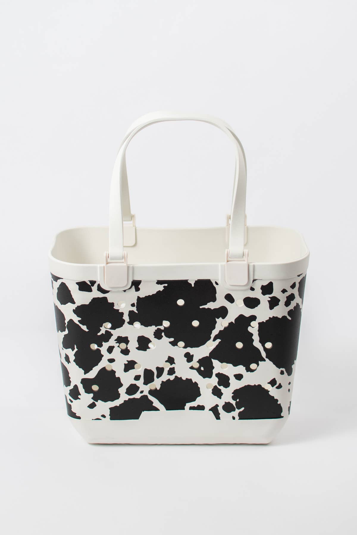 Western Cow Print Rubber Beach Tote Bag - Large