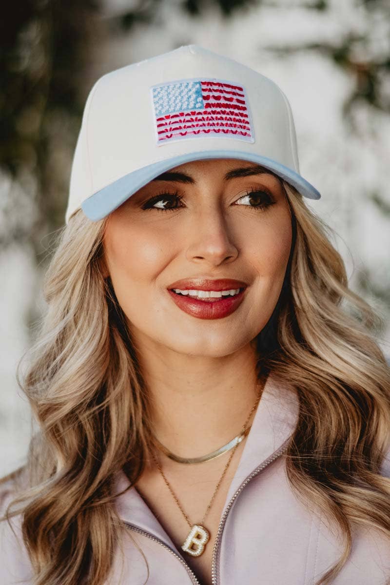 American Flag Two-Toned Fitted Hat For Graduation