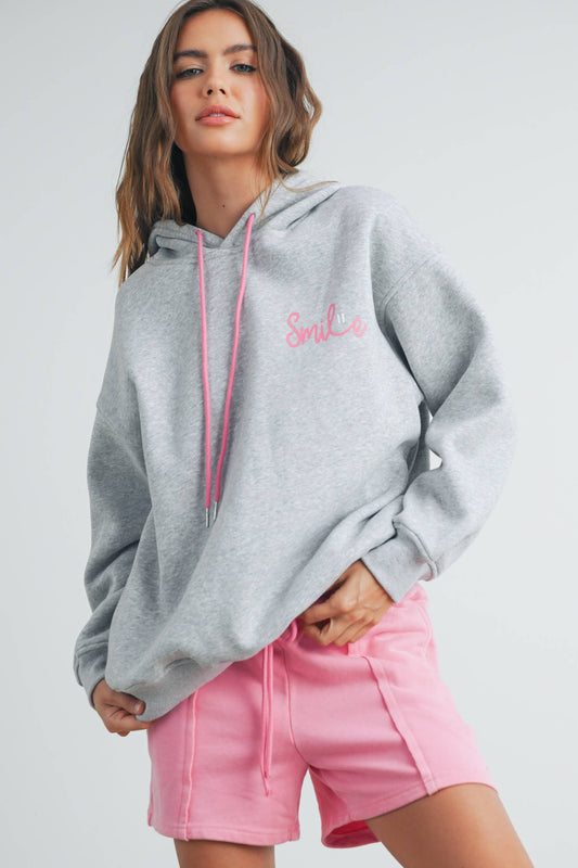SMILE PRINTED DRAWSTRING HOODIE - BMT7415