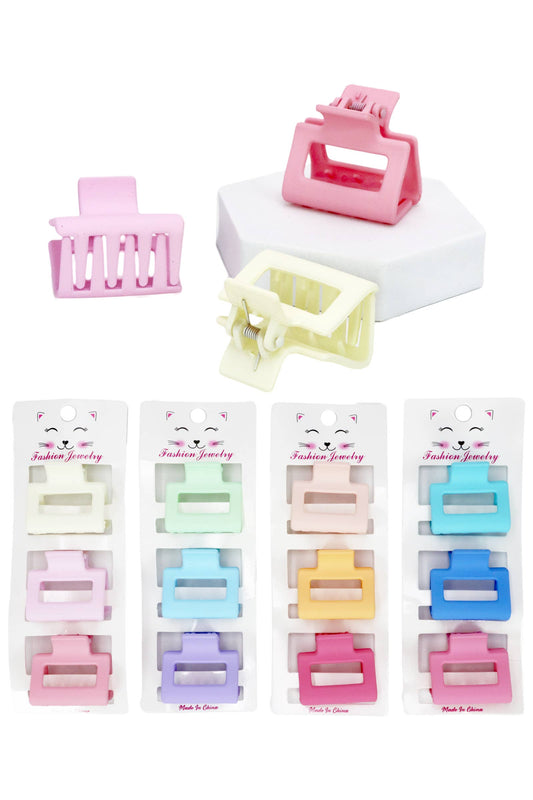 Mini Cubic Matte Pastel Hair Claw - 3 pcs/card