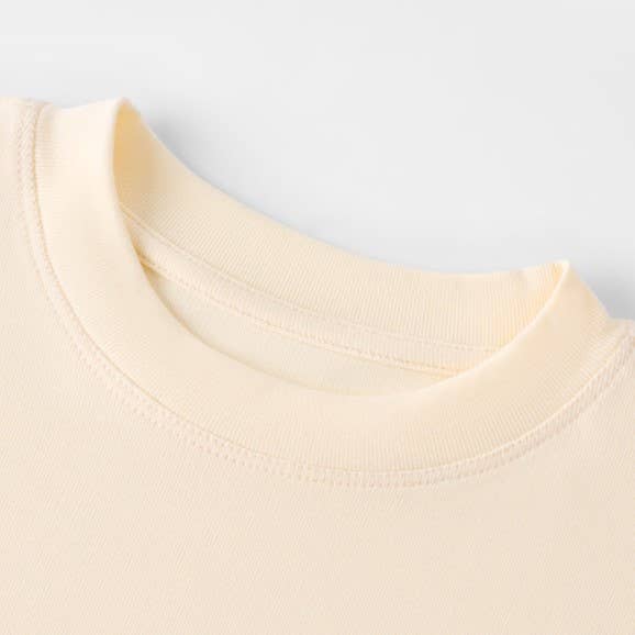 Essential basic plain fitted cotton blend crewneck tee