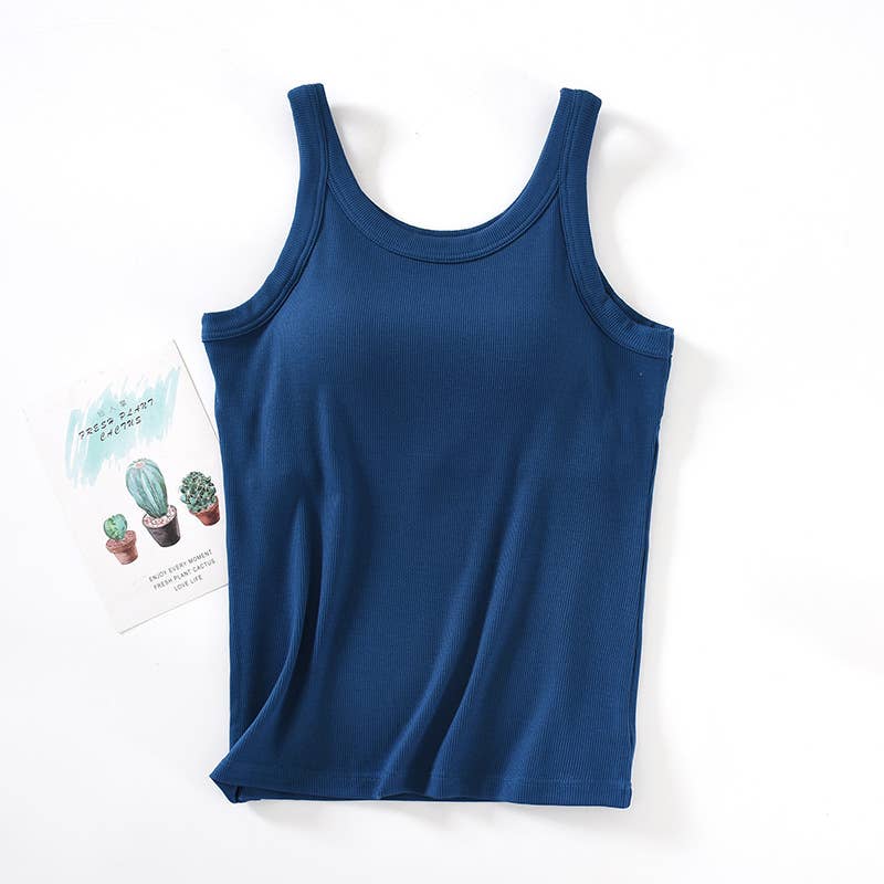 Athleisure built-in bra rib tank top