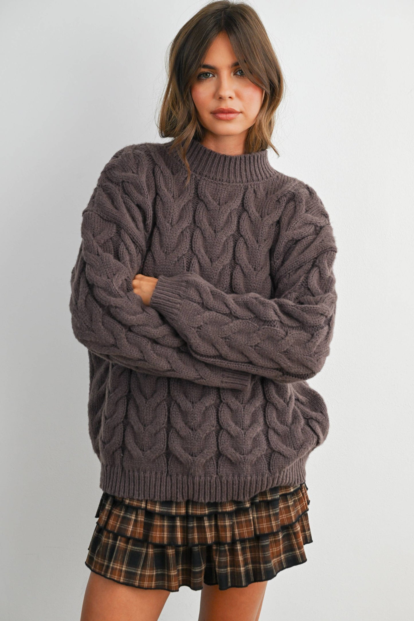 Cable-Knit Long Sleeve Sweater - BMW8100