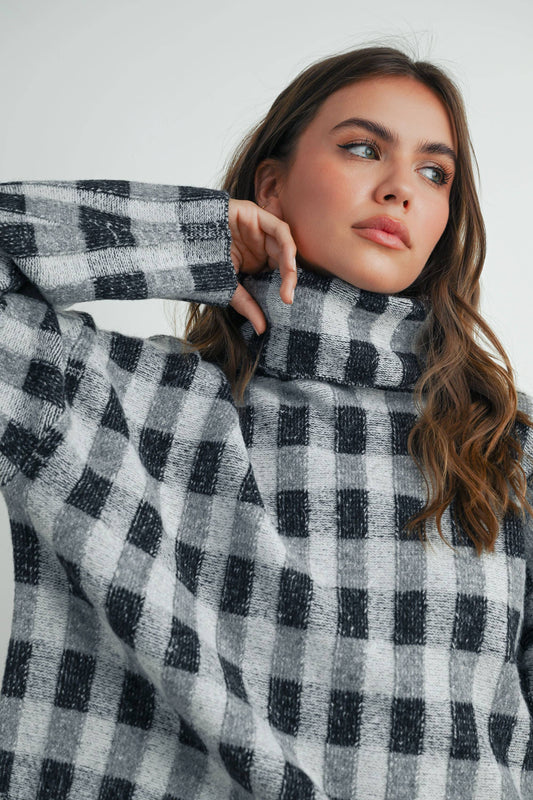 FALL CHECK TURTLENECK SWEATER - BMW7532