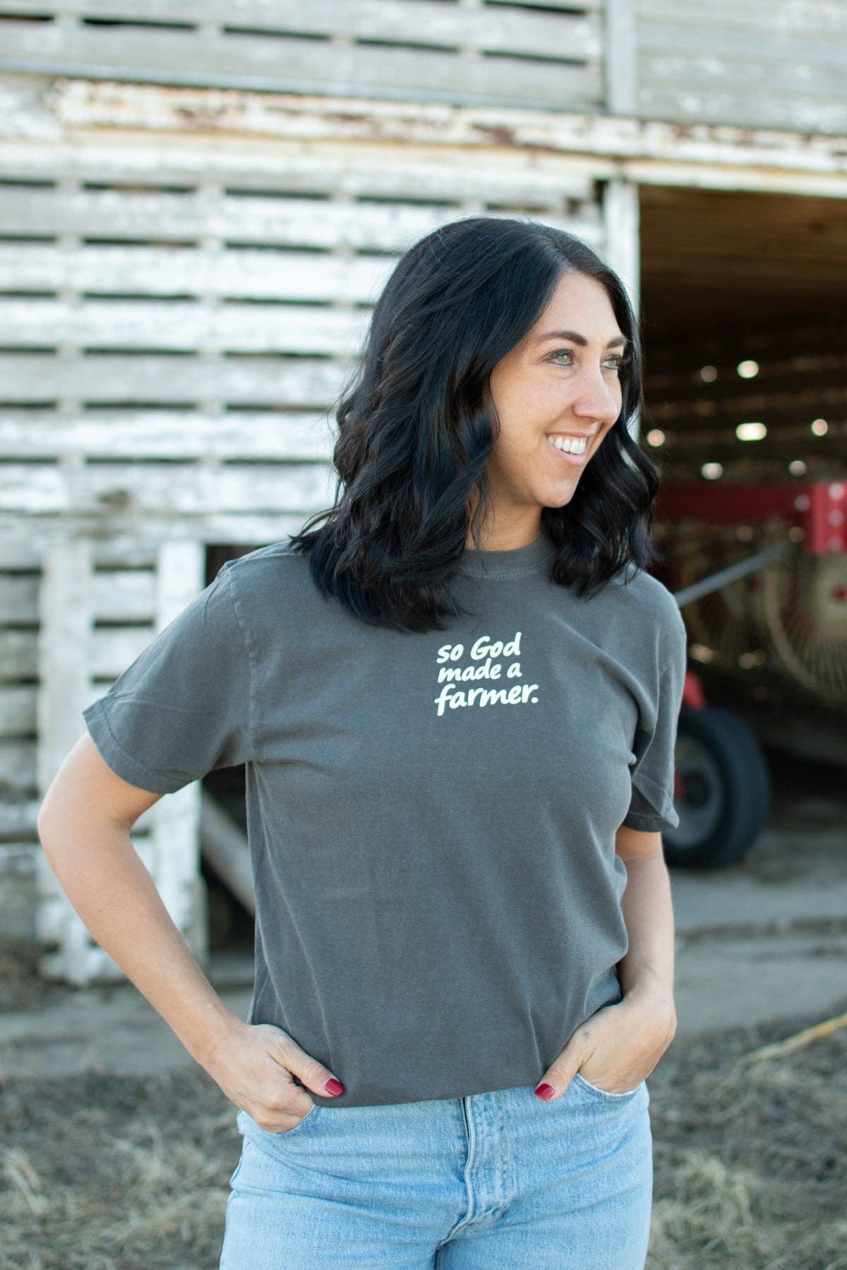 Western 'So God made a Farmer.' Charcoal Graphic Tee