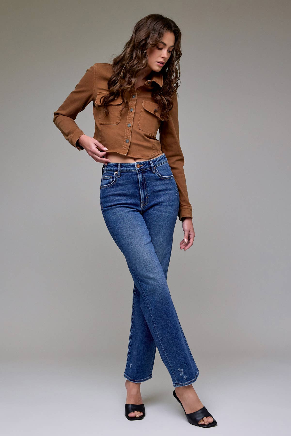 Dark Wash Clean Stretch High Rise Classic Straight