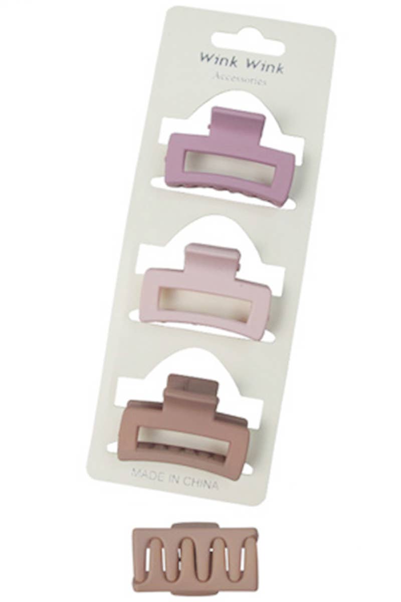 Petite Block Matte Pastel Hair Claw 3 Pcs/pack